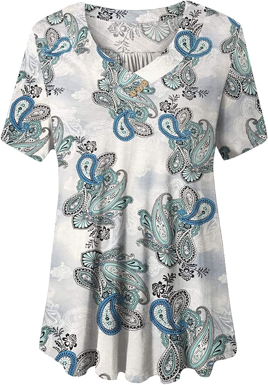 230816040538531_1 U.Vomade Women's Plus Size Tops Short Sleeve Blouses Flowy Summer Tunic Tops M-4X - Image 1